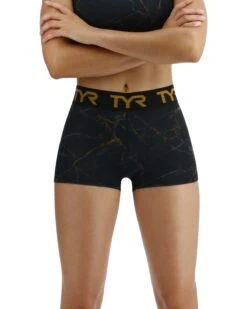 TYR Base Kinetic™ Women's Mid-Rise 2" Logo Short - Goldstone