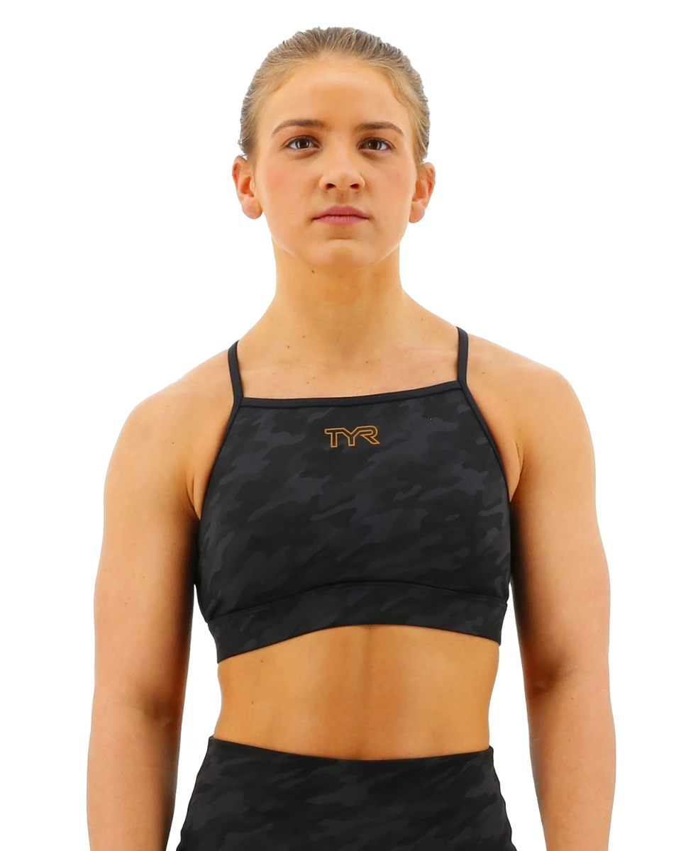TYR Base Kineticâ„¢ Women's High Neck Sports Bra - Blackout Camo